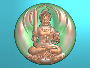 八大守護(hù)神不動(dòng)明王圓牌玉石精雕圖_享刻數(shù)控雕