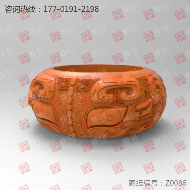 饕餮紋戒指玉石金銀手鐲電腦雕刻模型圖