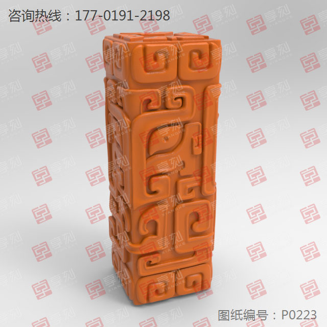 饕餮紋柱印章玉雕電腦雕刻機(jī)圖紙
