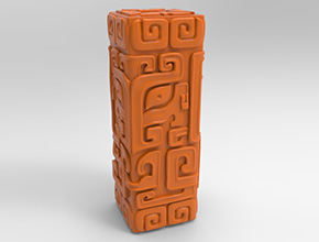 饕餮紋柱印章玉雕電腦雕刻機(jī)圖紙_享刻數(shù)控雕刻