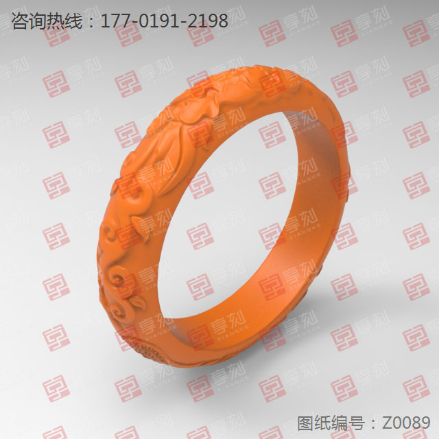 手鐲玉石雕花花件紋理浮雕電腦精雕圖