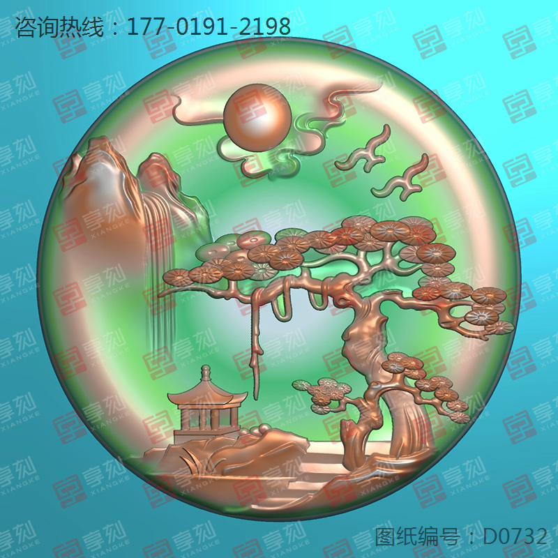 山水玉石翡翠玉雕電腦模型精雕圖