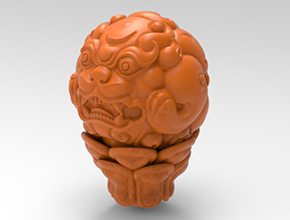 獅子三通珠子桶珠電腦雕刻圖模型立體圖_享刻數(shù)