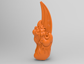 仿古鳳牙吊墜玉雕玉石雕刻電腦模型圖_享刻數控