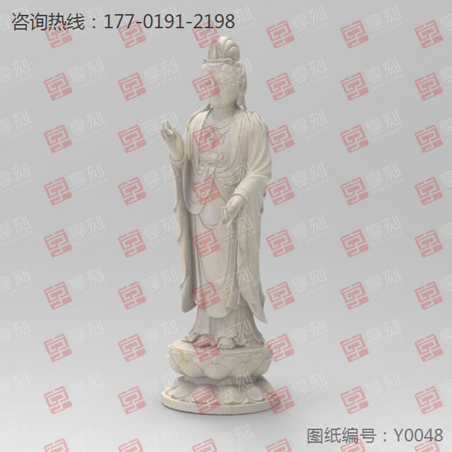 蓮花站觀音3D模型雕刻圖STL玉雕精雕圖