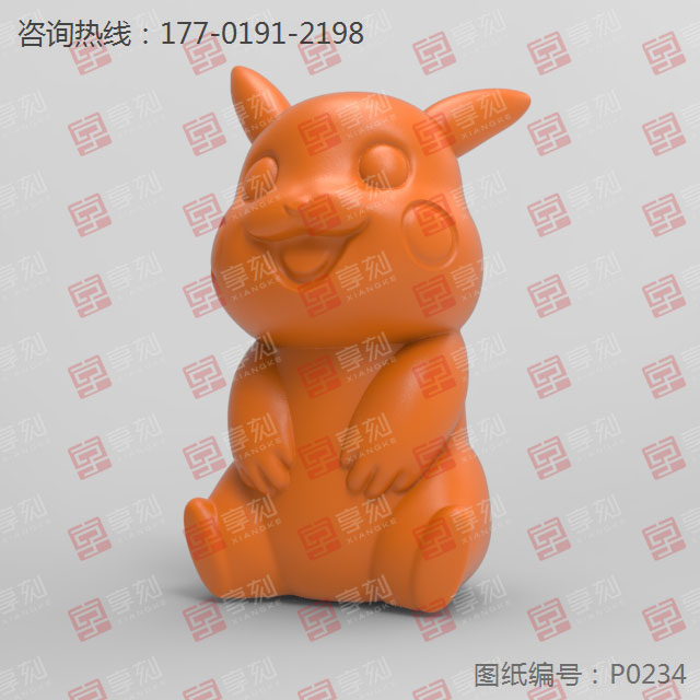 皮卡丘擺件立體雕刻打印模型_玉石加工全套設備廠家
