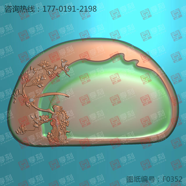 硯臺(tái)梅花喜鵲電腦雕刻模型圖_玉石加工全套設(shè)備廠家