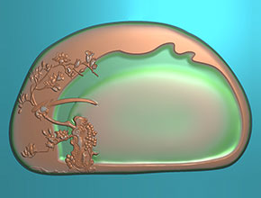 硯臺梅花喜鵲電腦雕刻模型圖紙_玉石加工全套設