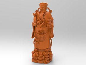 福星福祿壽人物立體擺件電腦玉雕模型圖紙_玉石