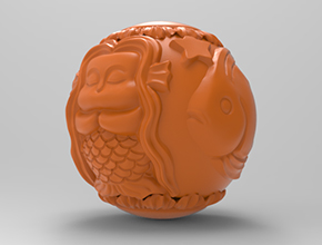 美人魚(yú)圓珠浮雕電腦雕刻圖紙_玉石雕刻機(jī)