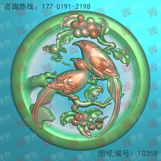 花鳥玉佩玉雕電腦雕刻圖紙_玉石雕刻機