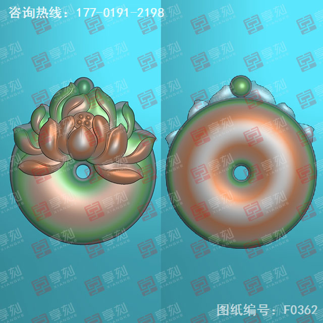 蓮花平安扣玉雕電腦模型圖紙_玉石雕刻工具廠家