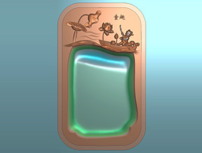 硯臺荷花童子電腦精雕圖_玉石雕刻工具廠家