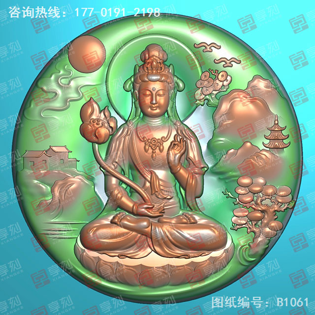 翡翠觀音吊墜電腦玉石雕刻圖紙_玉石雕刻機廠家
