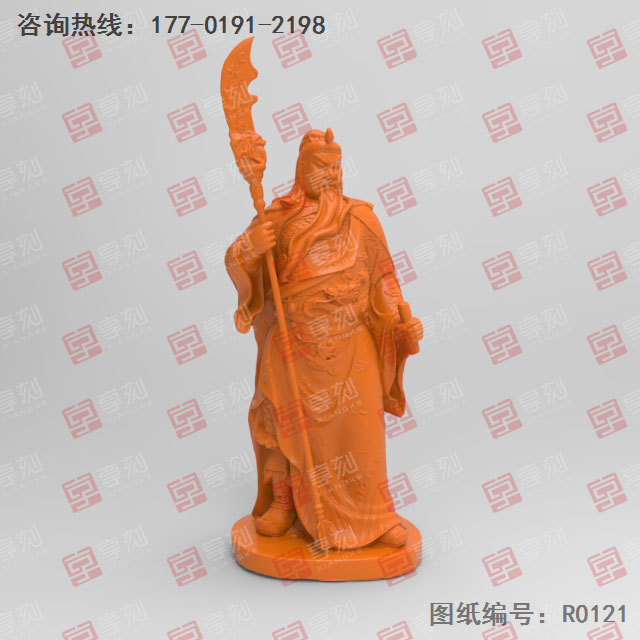 關(guān)羽立水天擺件人像3d雕刻模型圖_玉石雕刻機(jī)廠家