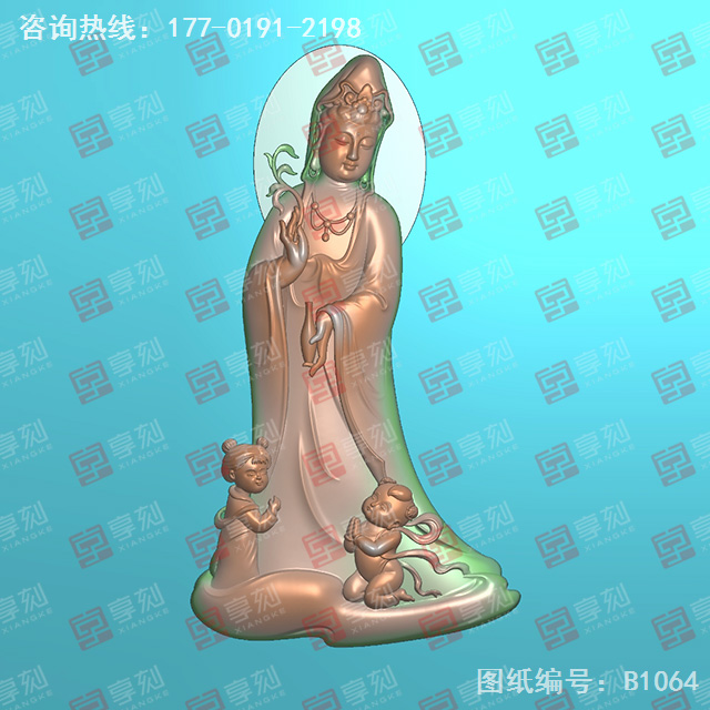 觀音菩薩玉石吊墜電腦精雕圖_玉石雕刻機廠家