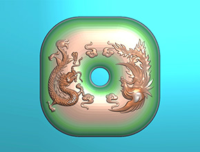 龍鳳平安扣玉石電腦精雕圖_玉石雕刻機(jī)廠家