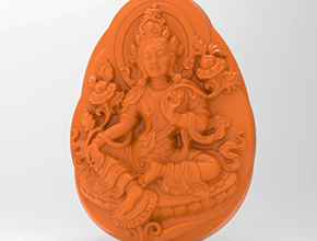 坐度母觀音玉佩電腦精雕圖紙_五軸玉石雕刻機廠