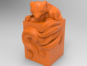 九尾狐印章電腦精雕圖紙_五軸玉石雕刻機廠家