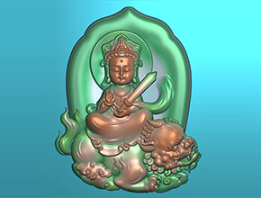 Q版八大守護神文殊菩薩玉雕圖紙_五軸雕刻機廠家