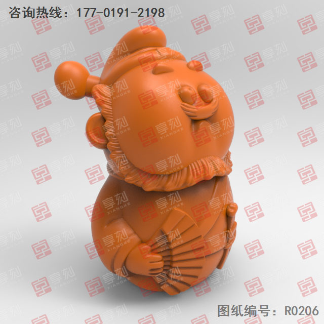 Q版鐘馗電腦模型精雕圖紙_五軸雕刻機廠家