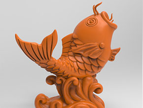 魚躍龍門模型精雕玉雕圖紙_五軸雕刻機廠家