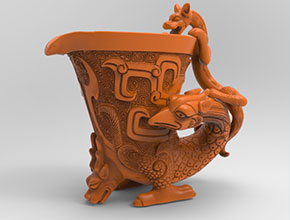 神獸酒樽電腦3d模型立體精雕圖_五軸雕刻機廠家