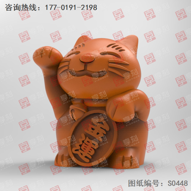 新款招財貓擺件電腦雕刻精雕圖紙_五軸雕刻機廠家