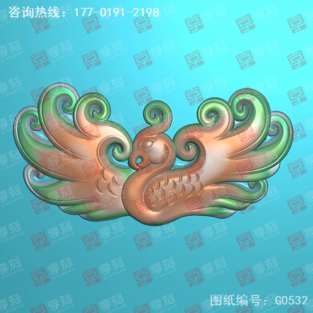 鳳凰吊墜首飾吊墜電腦精雕圖紙_五軸雕刻機(jī)廠家