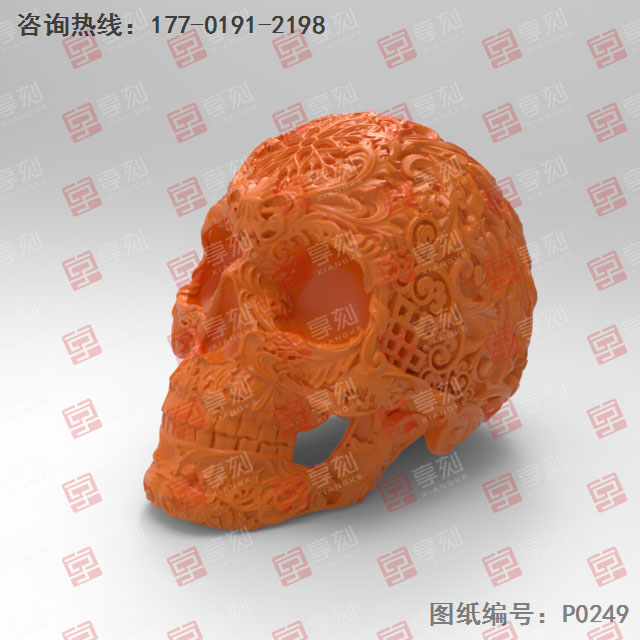 骷髏頭工藝品飾品電腦精雕圖紙_五軸雕刻機廠家