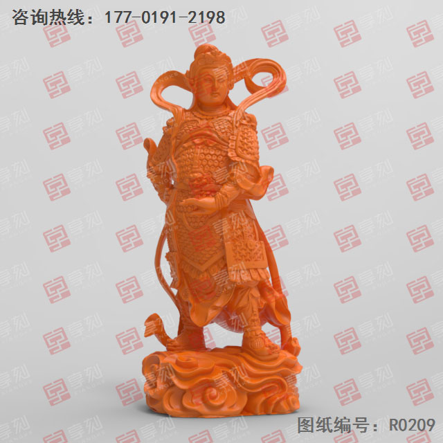 韋陀神像立體五軸雕刻模型圖_五軸雕刻機廠家