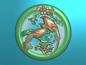 花鳥畫眉鳥玉石吊墜精雕圖紙_五軸雕刻機(jī)廠家