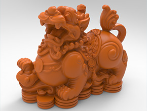 招財(cái)貔貅玉石擺件精雕圖紙_五軸雕刻機(jī)廠家