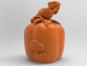 老鼠南瓜擺件精雕圖紙_五軸雕刻機(jī)廠家