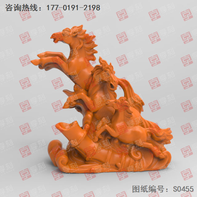 駿馬奔跑擺件玉石精雕電腦圖紙_五軸雕刻機廠家