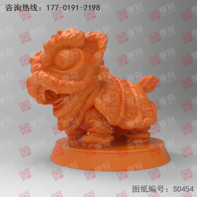 醒獅擺件玉石精雕電腦圖紙_五軸雕刻機(jī)廠家