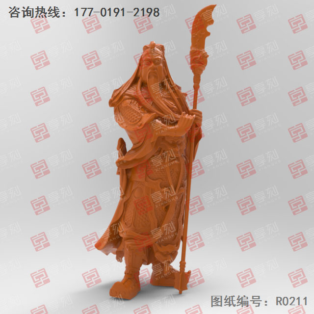 關(guān)羽擺件3D模型精雕圖_五軸雕刻機廠家
