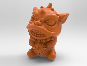 Q版醒獅擺件3D模型精雕圖_五軸雕刻機廠家