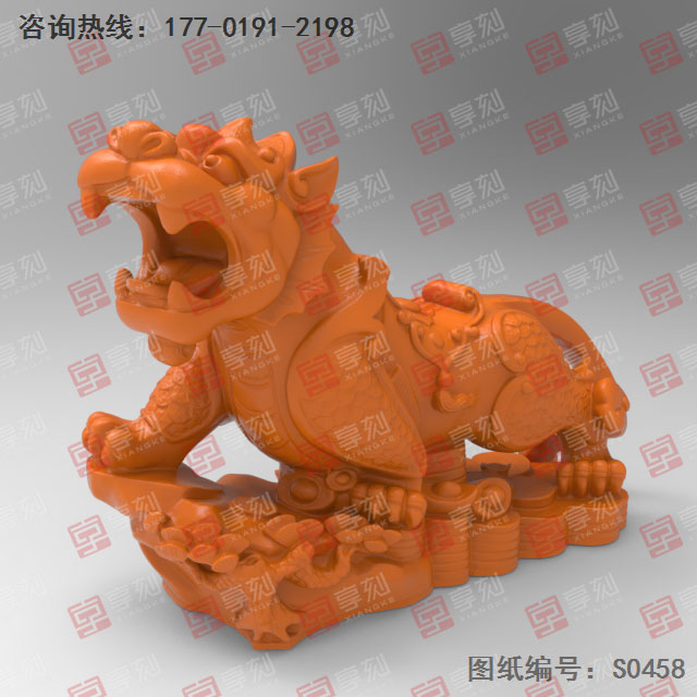 招財貔貅擺件3D模型精雕圖_五軸雕刻機廠家