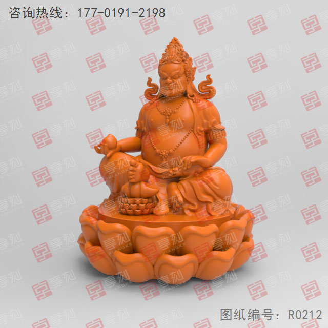 黃財神擺件精雕機模型圖_五軸雕刻機廠家