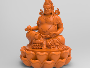 黃財神擺件精雕機(jī)模型圖_五軸雕刻機(jī)廠家