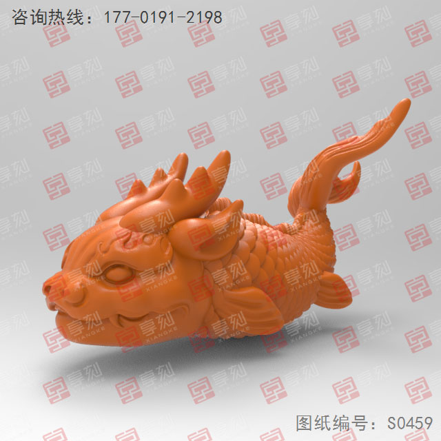 龍魚擺件精雕機(jī)模型圖_五軸雕刻機(jī)廠家