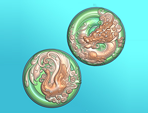 龍鳳圓牌玉雕精雕圖紙_五軸雕刻機(jī)廠家