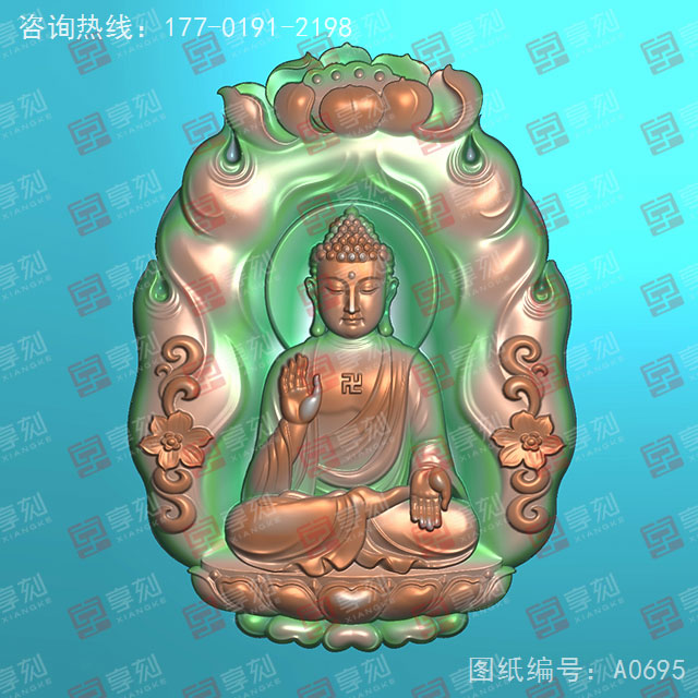 佛像吊墜玉石精雕電腦圖紙_五軸雕刻機廠家