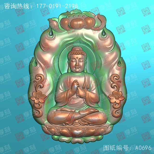 阿彌陀佛吊墜玉石精雕電腦圖紙_五軸雕刻機(jī)廠家