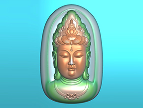 玉石觀音頭吊墜電腦精雕圖紙_五軸雕刻機廠家