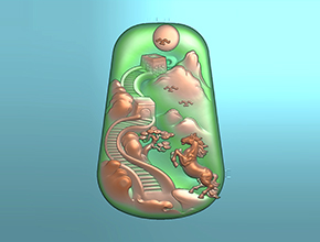 翡翠山水牌玉石電腦精雕圖紙_五軸雕刻機廠家