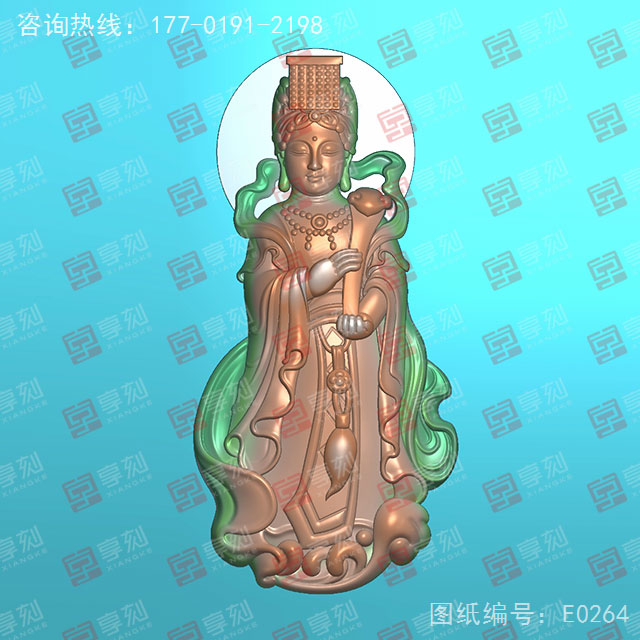 媽祖玉石掛件電腦精雕圖紙_五軸雕刻機廠家