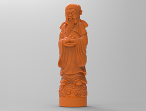 財神木雕工藝品電腦精雕圖紙_五軸雕刻機廠家