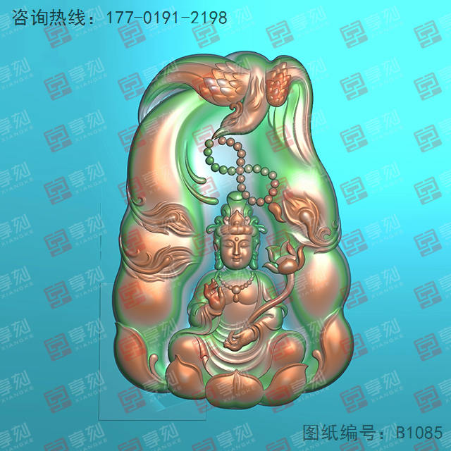 鳳凰觀音玉雕電腦精雕圖紙_五軸雕刻機(jī)廠家